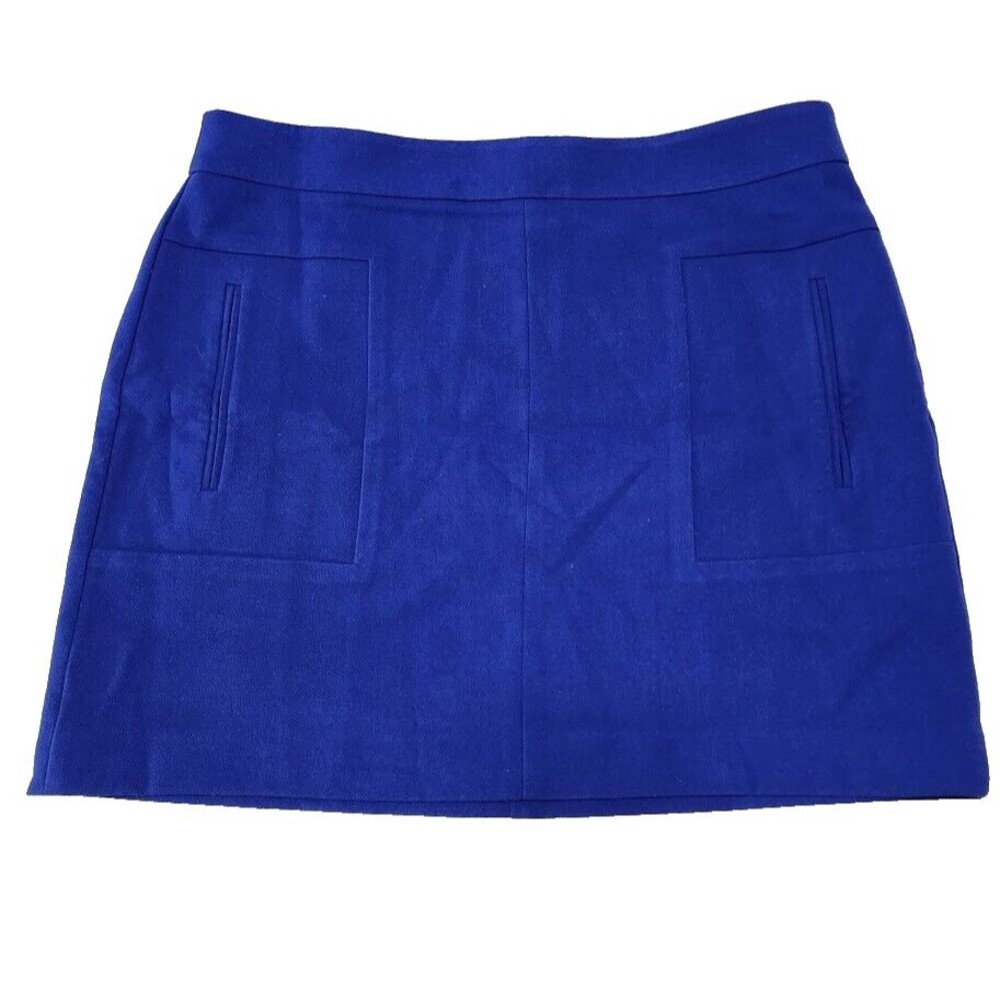 Ann Taylor Loft Pencil Skirt Blue Sz 12 NWT Pockets Zipper Hook/Loop Above Knee